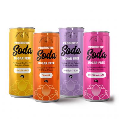 Finally, a soda pop that hits all the right spots! It’s sugar-free, lip-smacking delicious, bubbly and familiar. Made with live probiotics, real fruit juice and natural flavours with just a kiss of sweetness. We leave out the bad, the nasties and the guil