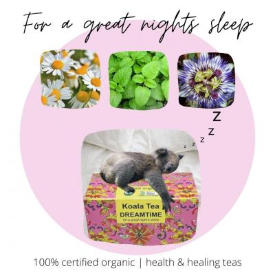 One of our most popular teas Dreamtime Tea contains a delicious blend of certified organic camomile, lemon balm and passionflower thoughtfully formulated to promote a good nights sleep.  Australian owned and made, this tea is milled, blended, manufactured