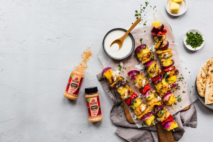 Plant Based Chicken chipotle skewers